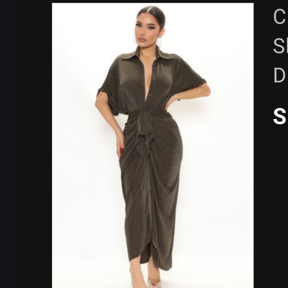 NWT City Mood Slinky Midi Dress in Olive